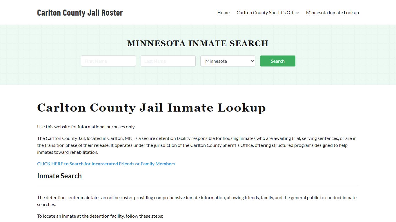 Carlton County Jail Roster Lookup, MN, Inmate Search